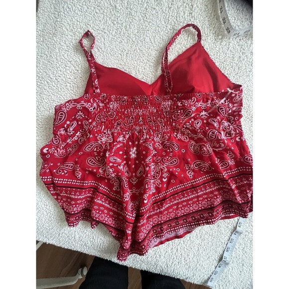 No Boundaries Red Paisley Bandana Top 3X Y2K Boho Festival Summer Casual Chic - Picture 7 of 7